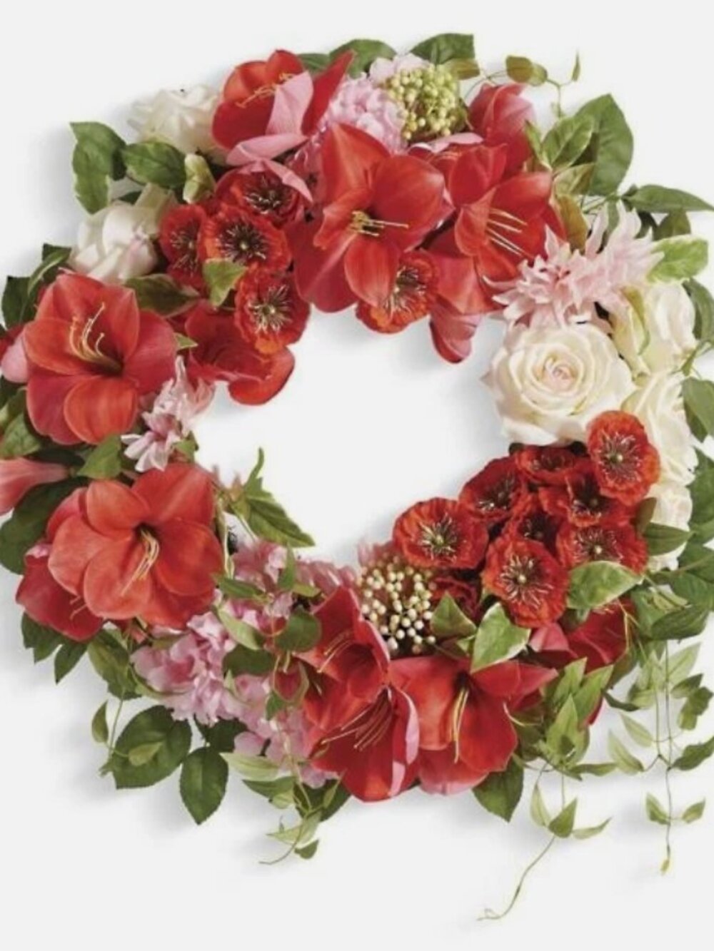 Grandin Road Summer Heat Pink Floral Wreath 28" 166139